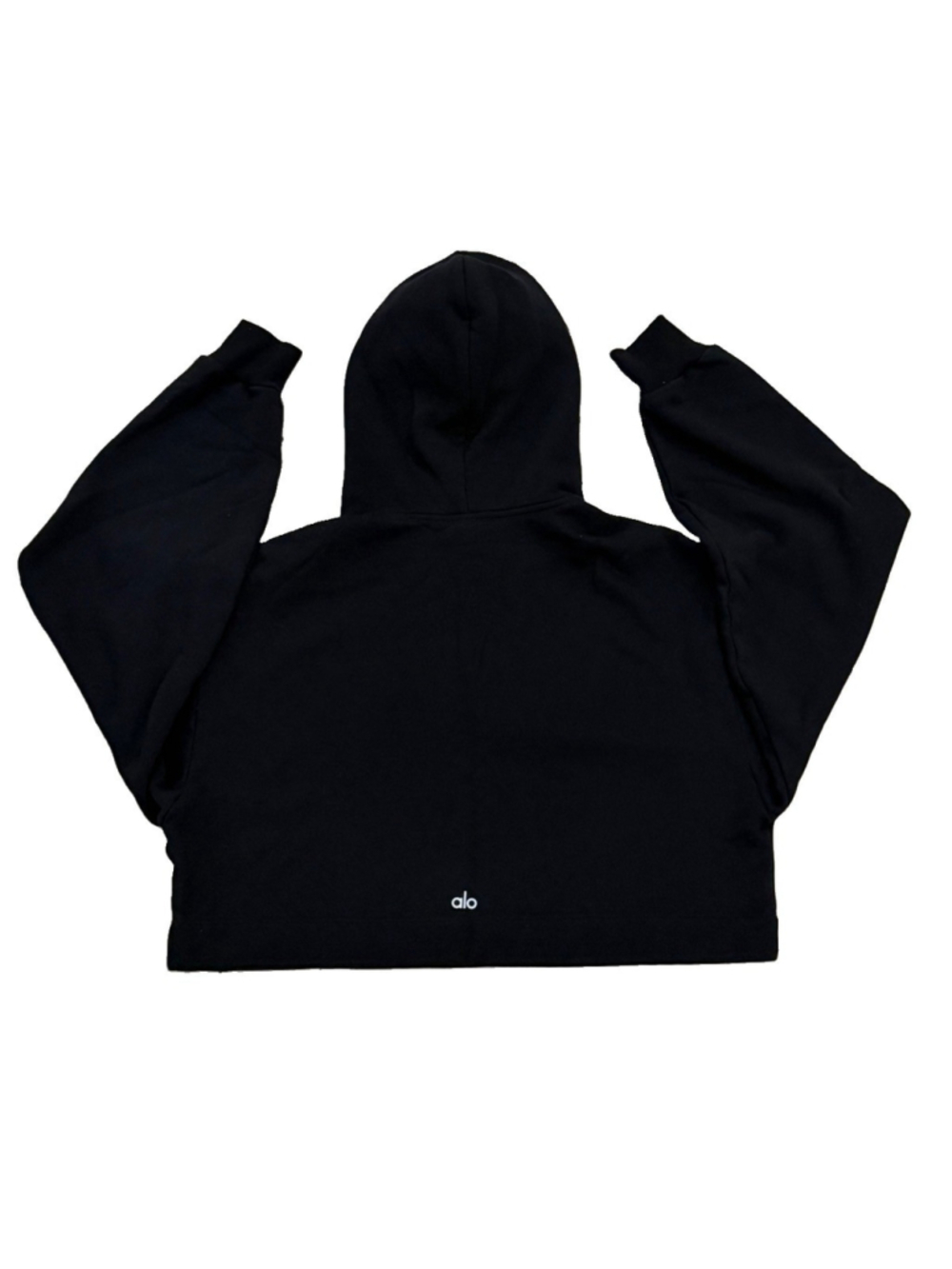 Alo Yoga Bae Hoodie Womens Black Cropped Sweatshirt Oversized Long Sleeve XS